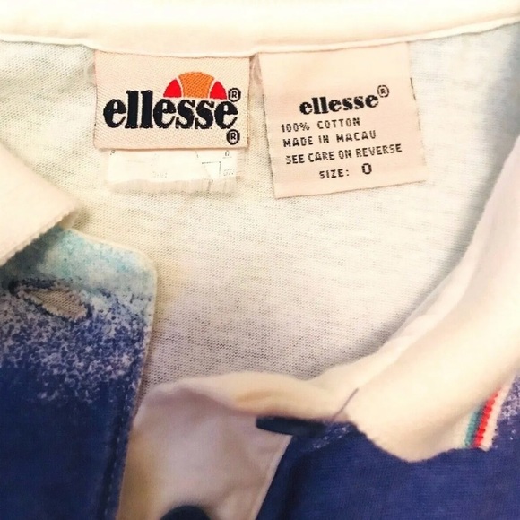 Ellesse | Polo Shirt Womens Size 0 White Stripe Collar Henley Short Sleeves - Picture 9 of 9